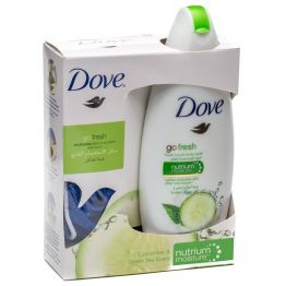 دوف سائل استحمام لمسة انتعاش بالخيار 250 مل مع ليفة هدية